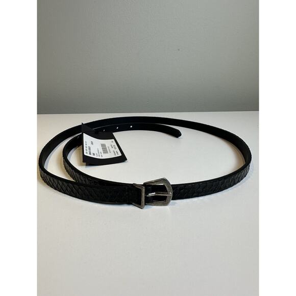 NWT! $445 YSL Saint Laurent Pitone Python Lacquer Black Skinny Belt 90 Cm main image 3